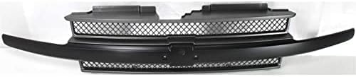 Front Grille Primed Shell And Insert With Center Bar Without Headlamp Washer Holes Direct Replacement Compatible With 2002-2005 Chevrolet Trailblazer GM1200470 10358121