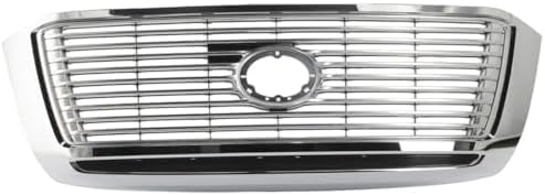 Front Grille Assembly Chrome Shell With Satin Nickel Insert Plastic Direct Replacement Compatible With 2010-2013 Toyota Tundra TO1200338 531000C250
