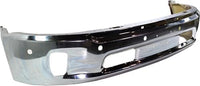 Front Bumper Chrome Steel With Parking Aid Sensor & Fog Light Holes + License Plate Bracket Direct Replacement Compatible With 2014-2018 Ram 1500 CH1002402 CH1068127 68160857AA