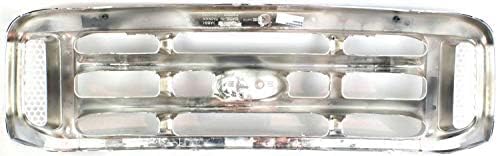 Front Grille Chrome Shell And Insert Plastic Direct Replacement Compatible With 1999-2004 Ford F-Series Super Duty FO1200417 F81Z8200