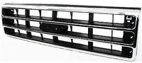 AUTOS PARTS PLUS Front Grille Chrome Shell With Primed Dark Argent Insert Direct Replacement Compatible With Ford F-Series 1989-1991 FO1200141 E9TZ8200A