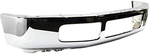 Front Bumper Face Bar Chrome Steel With Molding Pad Holes Direct Replacement Compatible With 2008-2010 Ford F-250/350 Super Duty FO1002406 8C3Z17757B