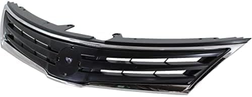 Front Grille Chrome Shell & Primed Insert Direct Replacement Compatible With 2010-2012 Nissan Versa NI1200242 62310ZW80A
