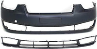 Front Bumper + Upper & Lower Grille Primed + Head Light + Fog Lamp Left Driver & Right Passenger Side Direct Replacement Compatible With 2007-2011 Hyundai Accent
