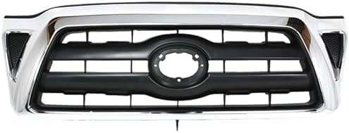 Front Grille Assembly Chrome Shell With Primed Insert Plastic Direct Replacement Compatible With 2005-2008 Toyota Tacoma TO1200268 5310004360