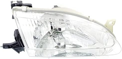 Front Head Lights + Corner Lamps Plastic Left Driver Side & Right Passenger Side Direct Replacement Compatible With 1998-2000 Toyota Corolla TO2502121 TO2503121 TO2521150 TO2520150