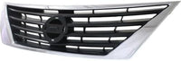 Front Grille Assembly Textured Gray Shell And Insert With Chrome Trim Direct Replacement Compatible With 2012-2014 Nissan Versa NI1200247 623103BA5A