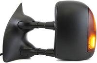 Front Power Towing Mirror Manual Folding Heated Textured Plastic Left Driver Side Direct Replacement Compatible With 1999-2007 Ford F-Series Super Duty / 2000-2005 Excursion