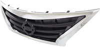 Front Grille Assembly Chrome Shell With Primed Insert Plastic Direct Replacement Compatible With 2015-2019 Nissan Versa NI1200261 623109KM0D 623109KM0A