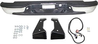 Step Bumper Face Bar With Pad Provision And Mounting Bracket Chrome Direct Replacement Compatible With 1999-2006 GMC Sierra/Chevrolet Silverado 1500 GM1103123 12496087