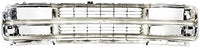Front Grille Assembly Chrome Shell & Painted Gray Insert With Dual Headlight Holes Direct Replacement Compatible With 1996-2002 Chevrolet Express 1500 2500 3500 GM1200382 15037242