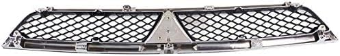 Front Grille Assembly Chrome Shell With Primed Insert Plastic Direct Replacement Compatible With 2008-2015 Mitsubishi Lancer MI1200255 7450A093