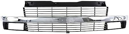 Front Grille Chrome & Silver With Composite Headlight Direct Replacement Compatible With 1996-2005 Chevrolet Astro GM1200371 19130758