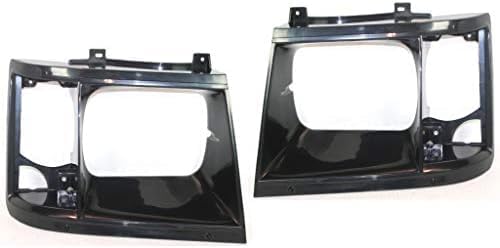 Set Of 2 Front Headlight Bezel Without Trim Black Left Driver & Right Passenger Side Direct Replacement Compatible With 1985-1994 Chevrolet Astro/GMC Safari GM2513115 GM2512114
