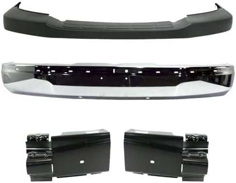 Front Bumper Steel + Upper Cover Textured + Bracket Right & Left Side Direct Replacement Compatible With 2003-2023 Chevrolet Express & GMC Savana 2500 3500/2003-2014 1500 GM1000693
