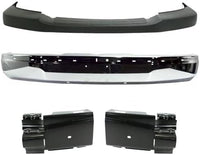 Front Bumper Steel + Upper Cover Textured + Bracket Right & Left Side Direct Replacement Compatible With 2003-2023 Chevrolet Express & GMC Savana 2500 3500/2003-2014 1500 GM1000693