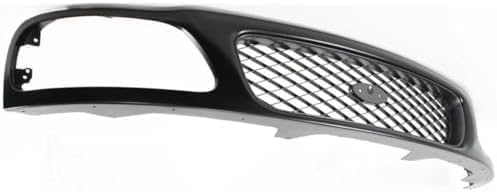 Front Grille Primed Shell And Mesh Insert Plastic Direct Replacement Compatible With 1997-1998 Ford F-150 / F-250 FO1200328 F65Z8200AAN F85Z8200CAA