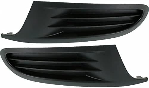 Set Of 2 Front Fog Light Cover Textured Dark Gray Plastic Right Passenger & Left Driver Side Direct Replacement Compatible With 2010-2014 Volkswagen Golf VW1039118 VW1038118