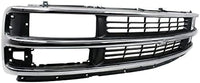 Front Grille Assembly Chrome Shell & Painted Gray Insert With Dual Headlight Holes Direct Replacement Compatible With 1996-2002 Chevrolet Express 1500 2500 3500 GM1200382 15037242