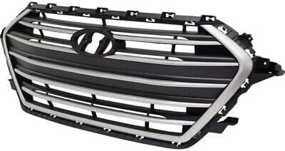 Front Grille Painted Silver Shell With Black Insert Plastic Direct Replacement Compatible With 2017-2018 Hyundai Elantra HY1200204 86350F3000