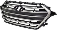 Front Grille Painted Silver Shell With Black Insert Plastic Direct Replacement Compatible With 2017-2018 Hyundai Elantra HY1200204 86350F3000
