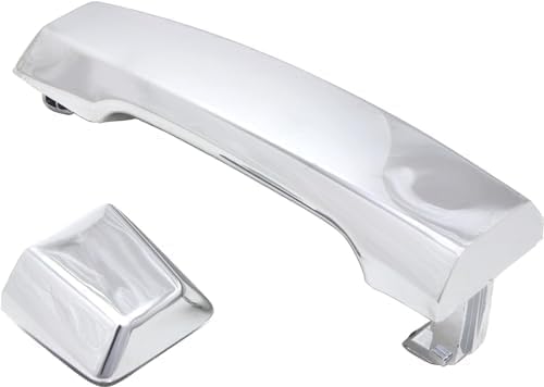 Front Exterior Door Handle + Cap Chrome Plastic Without Keyhole Right Passenger Side Direct Replacement Compatible with 2004-2018 Nissan Titan FDH010268 80646ZC00A