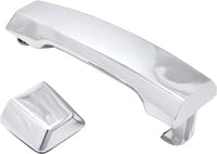 Front Exterior Door Handle + Cap Chrome Plastic Without Keyhole Right Passenger Side Direct Replacement Compatible with 2004-2018 Nissan Titan FDH010268 80646ZC00A