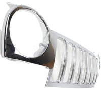 Front Grille Bright Chrome Plastic Direct Replacement Compatible With 2002-2004 Jeep Liberty 55156608AB-PFM