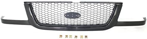 Front Grille Assembly Primed Shell And Painted Dark Gray Mesh Insert Direct Replacement Compatible With 2001-2003 Ford Ranger FO1200395 3L5Z8200BA