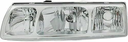Set Of 2 Front Head Light Assembly Halogen Chrome Interior Left Driver & Right Passenger Side Direct Replacement Compatible With 2005 Saturn Vue GM2502253 GM2503253 22730381 22730382