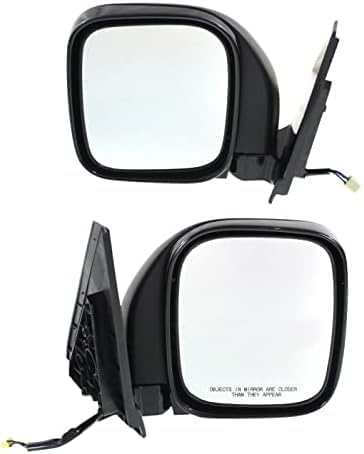 Set Of 2 Front Power Mirror Manual Folding Heated Primed Right Passenger & Left Driver Side Direct Replacement Compatible With 2001-2006 Mitsubishi Montero MI1321155 MI1320155