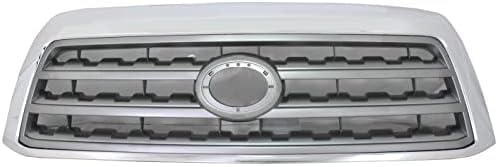 Front Grille Assembly Chrome Shell With Silver Insert Plastic Direct Replacement Compatible With 2008-2017 Toyota Sequoia TO1200329 531000C190