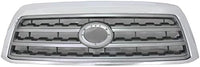 Front Grille Assembly Chrome Shell With Silver Insert Plastic Direct Replacement Compatible With 2008-2017 Toyota Sequoia TO1200329 531000C190