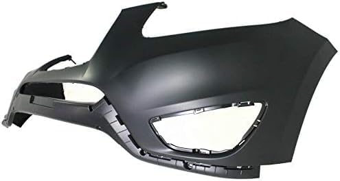 Front Bumper Cover Primed Plastic + Fog Lights Left Driver & Right Passenger Side Direct Replacement Compatible With 2010-2012 Hyundai Santa Fe