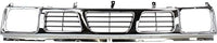 Front Grille Chrome Shell With Gray Insert Plastic Direct Replacement Compatible With 1993-1997 Nissan Pickup NI1200116 6231055G10