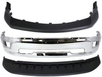 Front Bumper Chrome + Upper Cover + Lower Valance Air Dam Primed + Brackets Right Passenger & Left Driver Side Direct Replacement Compatible With 2009-2012 Dodge Ram 1500 CH1002386