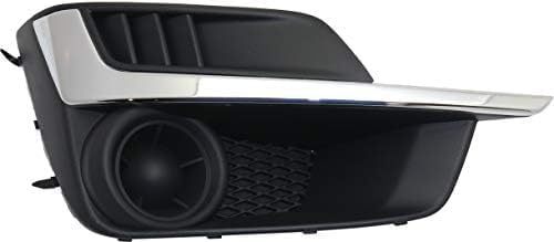Set Of 2 Front Fog Light Cover With Chrome Molding Left Driver & Right Passenger Side Direct Replacement Compatible With 2015-2016 Subaru Impreza SU1039109 SU1038109