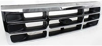 Front Grille Chrome Shell With Plastic Insert Direct Replacement Compatible With 1992-1997 Ford F-Series FO1200173 F4TZ8200A