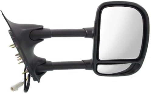 Set of 2 Front Power Towing Mirror Manual Folding Non-Heated Textured Right Passenger & Left Driver Side Direct Replacement Compatible With 1999-2007 Ford F-Series Super Duty