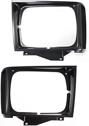 Set Of 2 Front Head Light Door Bezel Primed Left Driver & Right Passenger Side Direct Replacement Compatible With 1982-1990 S10 Pickup GM2513127 GM2512127 15653682 15653681