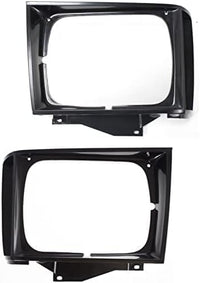Set Of 2 Front Head Light Door Bezel Primed Left Driver & Right Passenger Side Direct Replacement Compatible With 1982-1990 S10 Pickup GM2513127 GM2512127 15653682 15653681
