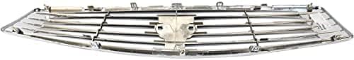 Front Grille Chrome Shell And Insert Plastic Direct Replacement Compatible With 2009 Infiniti G37 / 2007-2008 G35 IN1200116 62070JK60B