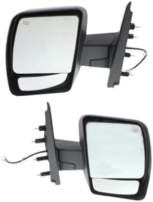 Set Of 2 Front Power Mirror Manual Folding Heated Chrome Plastic Without Signal Light Left Driver & Right Passenger Side Direct Replacement Compatible With 2012-2021 Nissan NV-Series