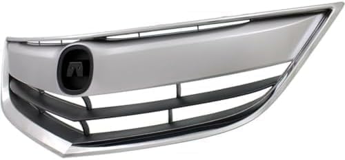 Front Grille Chrome Shell With Primed Insert Plastic Direct Replacement Compatible With 2013-2015 Acura ILX AC1200117 71121TX6A11-PFM