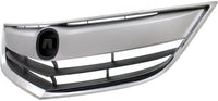 Front Grille Chrome Shell With Primed Insert Plastic Direct Replacement Compatible With 2013-2015 Acura ILX AC1200117 71121TX6A11-PFM