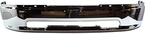 Front Bumper Chrome Steel Without Fog Light Holes Direct Replacement Compatible With 2009-2012 Dodge Ram 1500 CH1002387 68088188AA 68206066AA