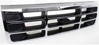 Front Grille Chrome Shell With Plastic Insert Direct Replacement Compatible With 1992-1997 Ford F-Series FO1200173 F4TZ8200A