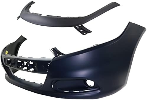 Front Bumper + Upper Cover + Molding Primed Direct Replacement Compatible With 2013-2016 Dodge Dart CH1000A09 CH1014106 CH1044110 1UT51TZZAA 1TS71TZZAF 1WC26TZZAC