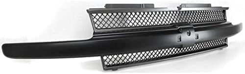 Front Grille Primed Shell And Insert With Center Bar Without Headlamp Washer Holes Direct Replacement Compatible With 2002-2005 Chevrolet Trailblazer GM1200470 10358121