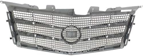 Front Grille Assembly Chrome Plastic Shell With Painted Silver Insert Direct Replacement Compatible With 2008-2011 Cadillac CTS GM1200616 25896043